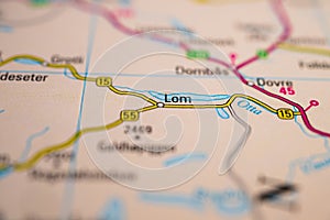 Lom and Otta on a printed Norwegian map..