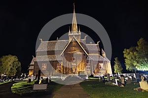 Lom Stave Church at Night