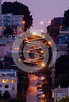 Lombard street at night