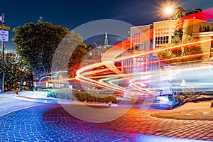 Lombard street in San Francisco at night, long exposure