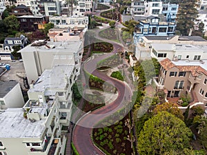 Lombard street in San Francisco. Tourist attraction.