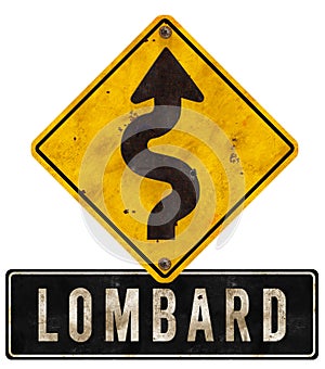 Lombard Street Sign San Francisco Crooked Grunge