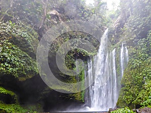 Lombok - Sendang Gile waterfall two days after a strong earthquake