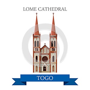 Lome Cathedral in Togo Flat historic web vector il