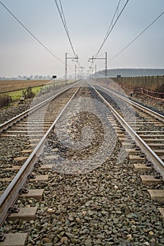 Lomellina countryside railways. Color image