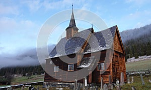 Lomen stave church at Sildrefjord in Norway