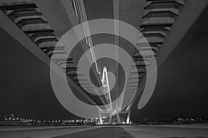 Lomg bridge perspective black and white background photo