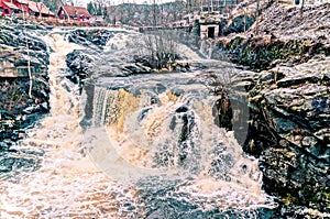 Lomma river rushing waterfall