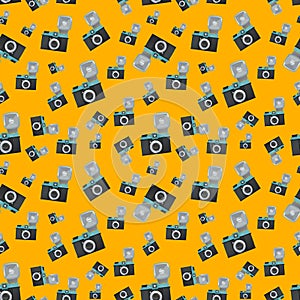 Lomography film camera on orange background photo