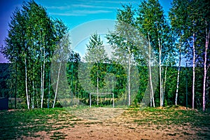 Lomography, rural football field in summer