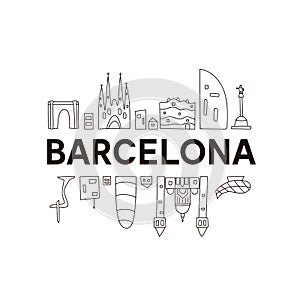 Barcelona skyline. Doodle Style. photo