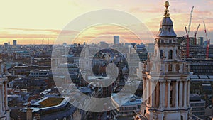 London aerial view in the evening