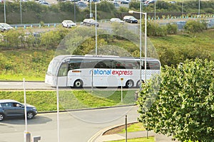 LONDON - AUGUST 18, 2017: National Express Bus in London Luton Airport.