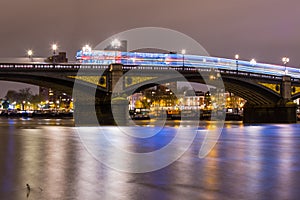 London Battersea Bridge Thames River at night