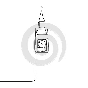 London big ben continuous single one line drawing vector illustration