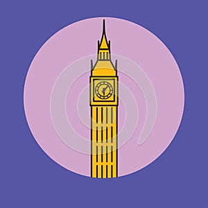 London Big Ben linear illustration