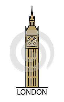 London Big Ben linear illustration