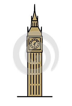 London Big Ben linear illustration