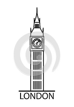 London Big Ben linear illustration