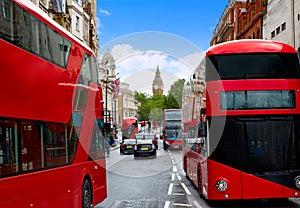 London Big Ben from Trafalgar Square traffic