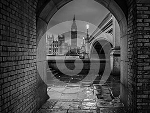 London big ben view frame black and white
