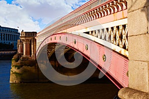 London Blackfriars bridge in Thames river