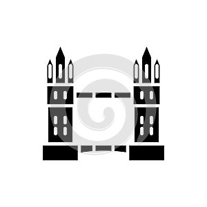 London bridge black icon concept. London bridge flat vector symbol, sign, illustration.