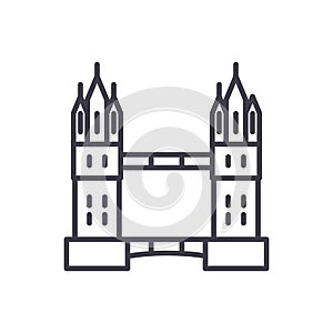 London bridge black icon concept. London bridge flat vector symbol, sign, illustration.