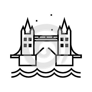 London bridge line icon, concept sign, outline vector illustration, linear symbol.