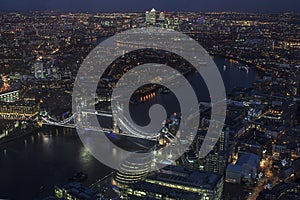 London bridge at night aerial view