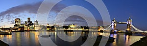 London Bridge over Thames river night panorama