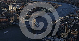 London Bridge and Thames river view from The Shard observation deck.