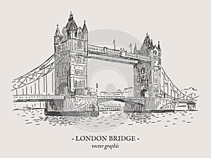 London bridge vector vintage illustration