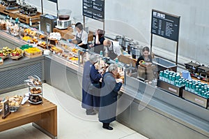 London. British museum cafe in the inner yard