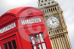 London British UK red telephone box Big Ben