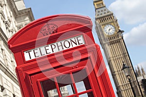 London British UK red telephone box booth big ben