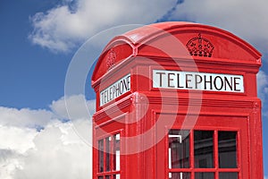 London British UK red telephone box booth copy space