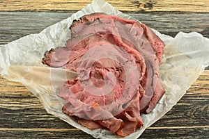 London broil roast beef slices