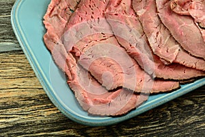 London broil roast beef slices