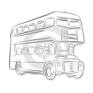 London Bus Black and White Sketch