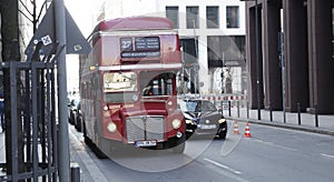 London Bus in Frankfurt am Main city, Germany