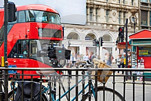 London Bus Piccadilly Circus in UK photo