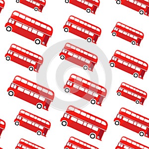 London bus. Seamless pattern. Illustration of a red double decker.