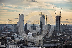 London business district from aerial