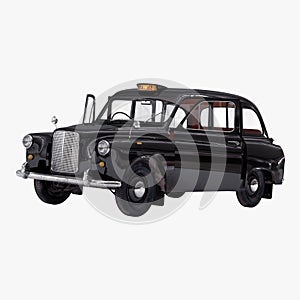 London cab isolated on white 3D illustration