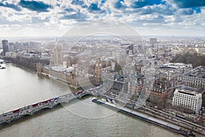 London City. Aerial view with Big Ben