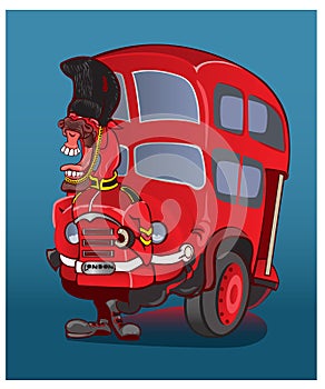 London city bus and cab .