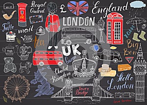 London city doodles elements collection.