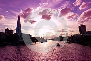 London city at night , panoramic view from Tower Bridge