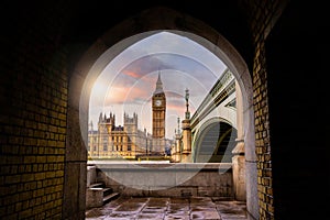 London city skyline with Big Ben and Houses of Parliament, cityscape in UK